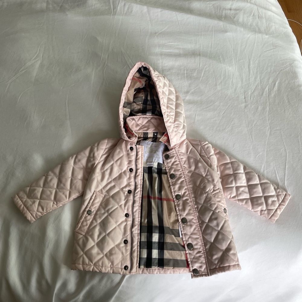 Toddler Burberry quilted coat 18 months light pink